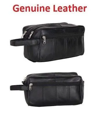 £8.76 • Buy  New Mens Soft Leather Toiletry Travel Wash Bag Travel Kit Overnight Gift