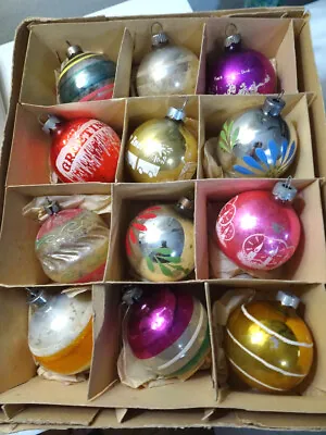 12 Assorted Vintage Glass Christmas Ornaments Round Ball Holiday Home Decor • $24.99