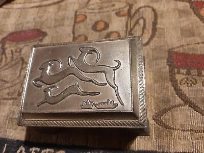 VINTAGE  SILVER METAL TRINKET BOX  Embossed LAMA Japan • $9