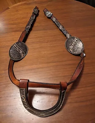 CORTES MEXICO SILVER OVERLAY 10K GOLD CONCHO HEADSTALL BRIDLE WESTERN VTG Buckle • $599.99