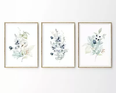 Set Of 3 Wildflowers Watercolor Wall Art Prints. Great Boho/Hampton Style Decor • $148.05