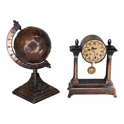 Die-Cast Metal Pencil Sharpener Miniature Mantel Clock And World Globe Vintage • $13.95