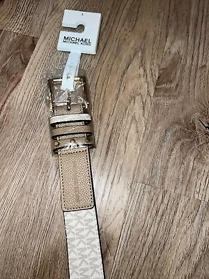 MICHAEL KORS Women’s MK Logo WHITE Belt Size Large • $30