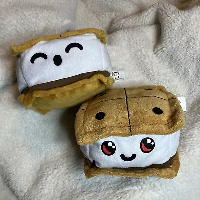 4.5” Ideal Toys S'mores Marshmallow Cracker Plush Stuffed Character. Lot Of 2 • $8.99
