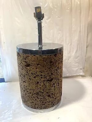 Vtg MCM Cork & Chrome Mid Century Table Lamp  22  Tall *AS IS* • $79.99