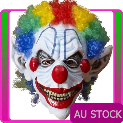 Mens Sinister Mr Mister Horror Creepy Clown Killer Halloween Costume Mask + Wig • $30.50