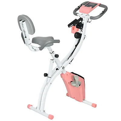 HOMCOM 2-In-1 Upright Exercise Bike 8-Level Adjustable With Pulse Sensor Pink • £109.99