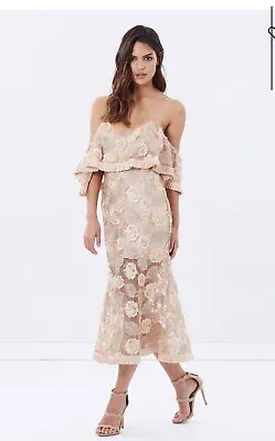 $120 • Buy ALICE MCCALL NORTHERN LIGHTS METALLIC Gold Pink Leaves Flowers DRESS US 4 AUS 8