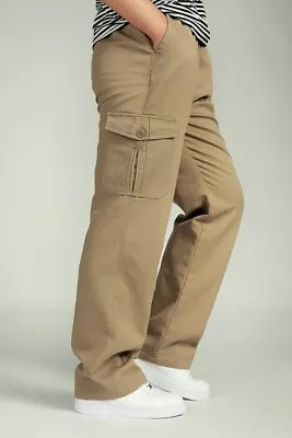 【Must GO】YGT Men's Full Elastic Waist Cargo Pants Thick Cotton Workwear Pants • $12.99