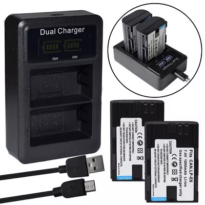 LP-E6 LP-E6N Battery Or LCD Charger For Canon 6D 5D Mark III II IV 7D 60D 90D • $25.56