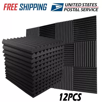 12 X12 X1  12Pcs Acoustic Foam Panel Tiles Wall Record Studio Sound Proof • $17.59