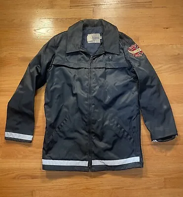 Vintage 80s Sportscaster Seattle Kitsap Co Fire Dept Coat Jacket Size 38 S Blue • $24.99