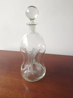  Danish Holmegaard Clear Glass Kluk Kluk Pinched Decanter By Jacob Bang • £18