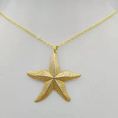 Starfish Nautical  Sea-life Necklace GOLD-tone Big 4 Cm Star Fish Beach 18  • £3.95