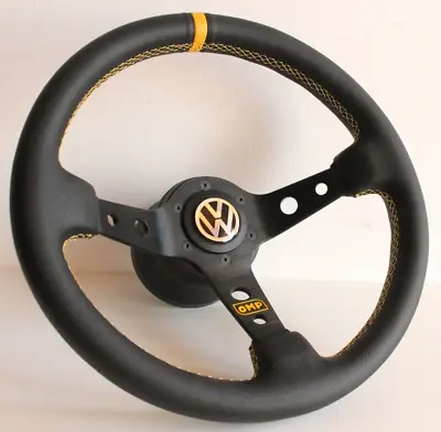 Steering Wheel Fits For VW Golf Jetta Corrado Mk2 Mk3  Deep Dish Leather 88-97 • $183.05