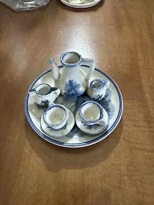 Miniature Mini Doll House Tea Set Blue/White Windmill Pattern Design 10 Piece • $15.99