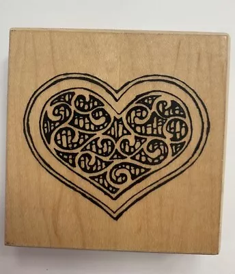 VIP Heart Celtic Swirl Design 1999 Rubber Stamp RARE • $10.95