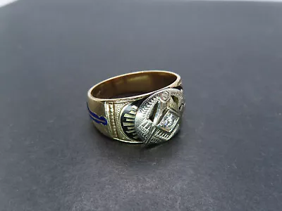 Vtg Mens 14K Gold & Diamond Masonic Ring CRAFT Size 12.5 14.5g • $975