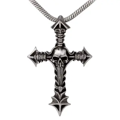 Alchemy Gothic Lovecraft Cruxinomica Pendant Skull Vertebrae Cross Pagan P951 • $33.95