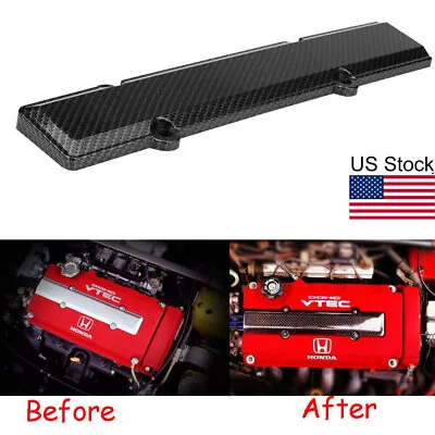 JDM Style Carbon Look Engine Valve Cover For Honda Civic B16 B18 VTEC Type-R • $16.99