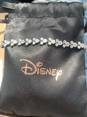 Disney Mickey Mouse Cz Tennis Bracelet Sterling Silver Lock • $135