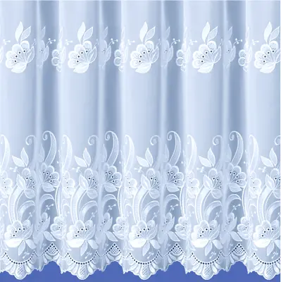 Megan Voile Embroidered White Lace Net Curtains - Free Postage - Sold By Metre - • £9.98