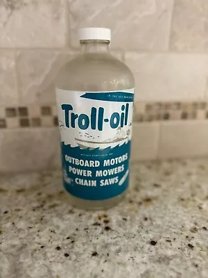 Vintage One Quart Troll-Oil Outboard Motor Oil 2-Cycle Oil Bottle Nice! Rare! • $100