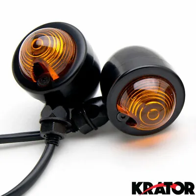 2x Black Motorcycle Turn Signals Mini Bullet Blinker Amber Indicator Lights • $15.99