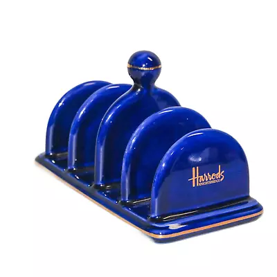 Vtg Harrod's Blue Toast Rack / Letter Holder Desk Organizer • $47.95