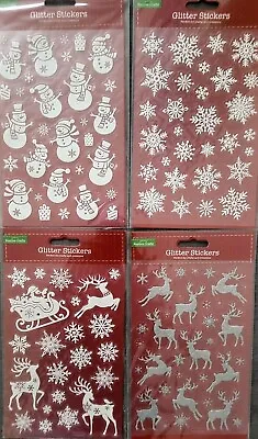 CHRISTMAS Glitter Sticker Sheets Stickers Kids Craft Card Making • £2.80