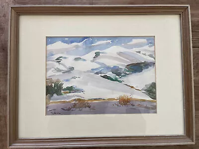 Margaret Wherry Ziegler “Snow In Carmel Valley” 1988 Watercolor! Carmel Valley • $315