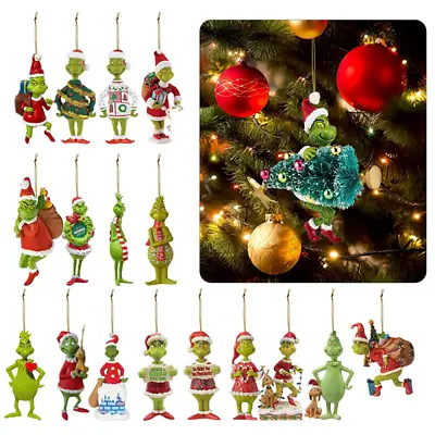 Merry Christmas Grinch Ornaments Xmas Tree Hanging Decoration Figure Pendant 2D • $3.11