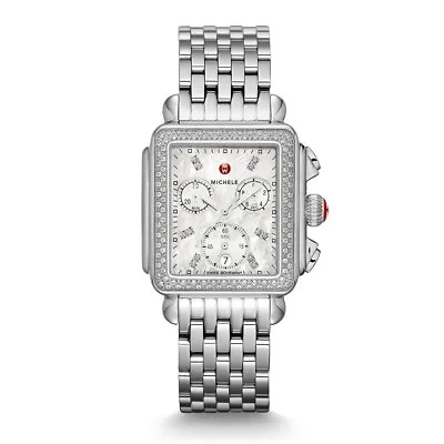 New Michele Deco Diamond MOP Diamond Dial Stainless Steel Watch MWW06A000775 • $1595