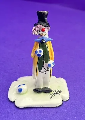 Zampiva Porcelain Clown Figurine Italy Juggler Bow Tie Spaghetti Hair 3.75”SALE! • $25