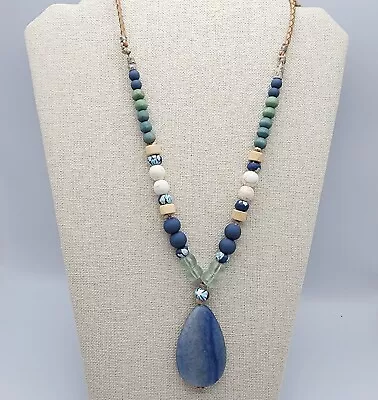 J. Jill Summer Skies Sodalite Pendant Beads Braided Cord Adjustable Necklace • $38.99