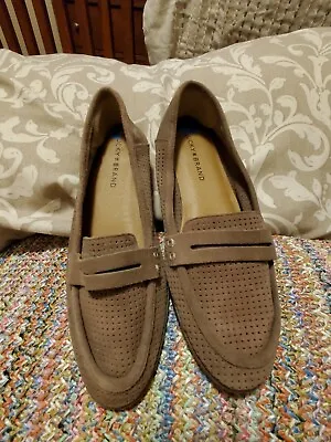 Lucky Brand Perforated Suede Leather Loafers Flats Size 7.5 Caramel Color • $25