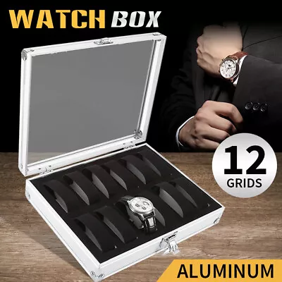 12 Grids Carbon Fiber Aluminum Watch Box Storage Case Holder Display • $19.99
