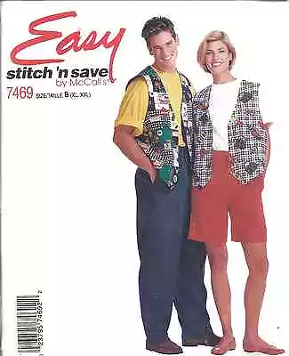 7469 UNCUT Vintage McCalls SEWING Pattern Vest T Shirt Pants Shorts Men Misses • $4.89