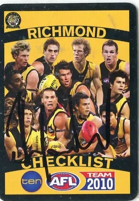 $7.50 • Buy AFL Teamcoach 2010 #Checklist Richmond Coach Damien Hardwick Autographed Card