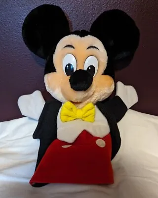 Disney Park Classic Tuxedo Mickey Mouse Hand Puppet. Red Tux Yellow Bowtie EUC • $8.50