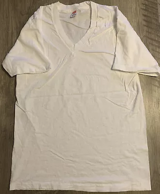 $8.80 • Buy Vintage Hanes V Neck T Shirt Sz Medium White Blank Made In USA. Brand New!