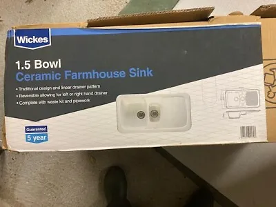 Wickes Ceramic Farmhouse 1.5 Bowl Sink - White • £160