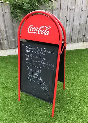 Genuine Coca Cola Coke Advertising Chalk Board A-board Double Sided Metal Sign • £39.99