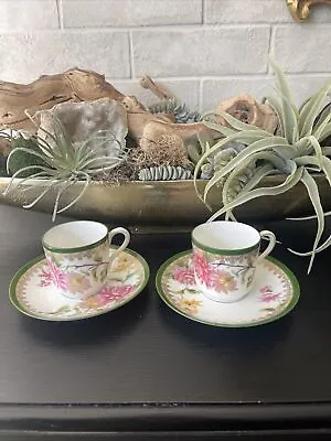 Set Of 2 Beautiful Vintage T.V. Limoges France Porcelain Tea Cup And Saucer  • $149