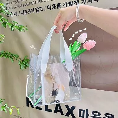 Clear Plastic Tote Bag Women Transparent Handbag Purse Makeup Beach Handbag • $13.07