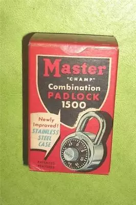 1950's MASTER CHAMP COMBINATION PADLOCK LOCK 1500 MILWAUKEE WIS NOS EUC ORIG BOX • $29.99