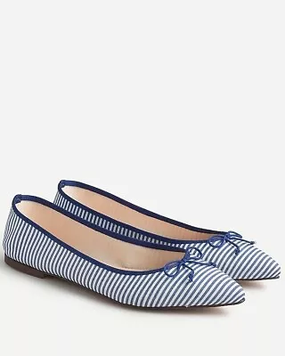 J. Crew Gemma Blue Striped Ballet Flats - Size 8.5 • $40