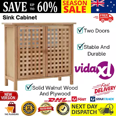 Wooden Sink Cabinet Bathroom Storage Cupboard Vanity Unit Stylish Lattice Design • $121.59