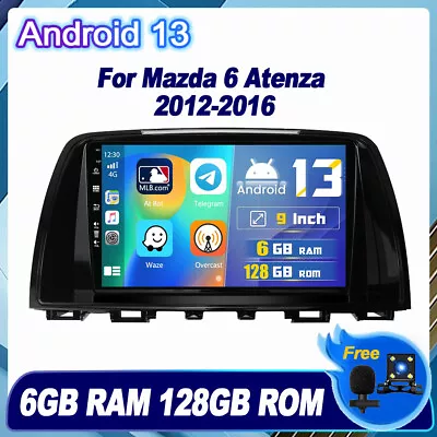 6G+128G For Mazda 6 Atenza 2012-2016 Android13 Auto Car Stereo Car Play GPS Navi • $238.99