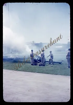 Military Men Firing Artillery 35mm Slide 1950s Red Border Kodachrome • $17.99